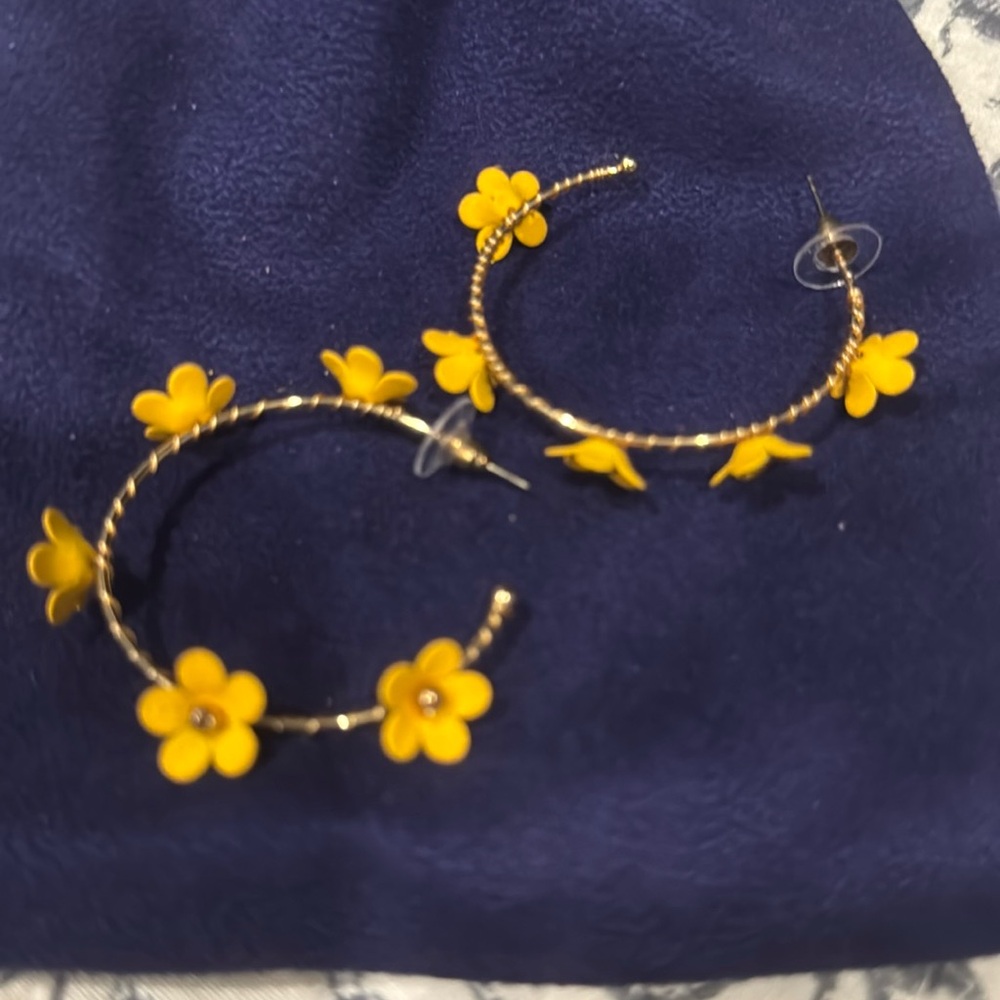 Altar’d State yellow gold floral hoop earrings